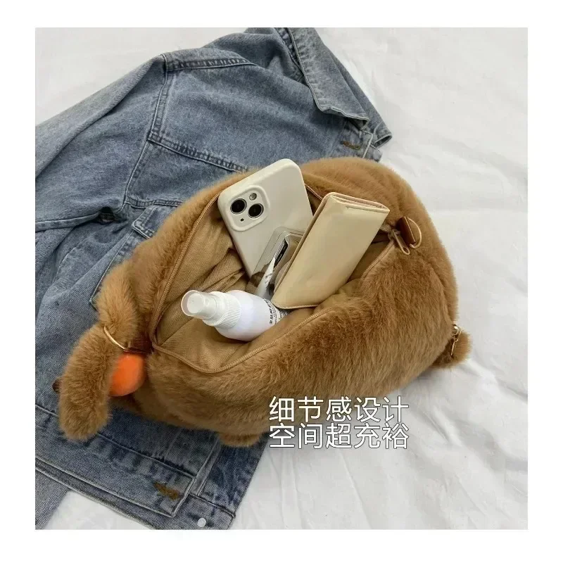 Capybara Plush กระเป๋าเป้สะพายหลัง Kawaii แฟชั่น Plushie ตุ๊กตาขนสัตว์กระเป๋าเด็กกระเป๋าไหล่กระเป๋ามินิกระเป๋าเป้สะพายหลังกระเป๋าของขวัญสําหรับแฟน