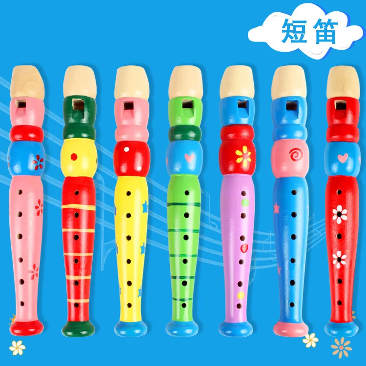 1 PC ไม้การ์ตูนขลุ่ยเด็ก Clarinet 6 หลุม Piccolo ของเล่นเด็กเครื่องดนตรีของเล่น Early Education ตรัสรู้ TMZ