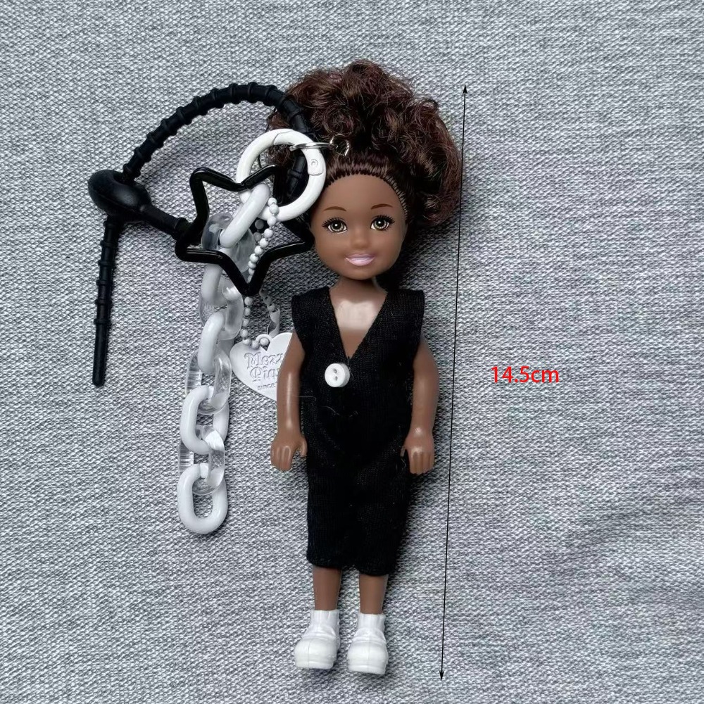 Princess Doll Pendant Keychain Backpack Hanging Ornament DIY Change Clothes Bag Charm Car Key Ring Bag Decor for Doll