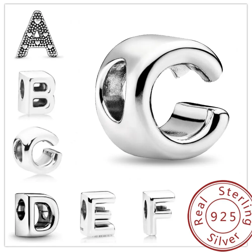 คลาสสิกตัวอักษรตัวอักษร A-Z เงิน 925 Charm Fit Original Charms สร้อยข้อมือลูกปัดผู้หญิงเครื่องประดับของขวัญ
