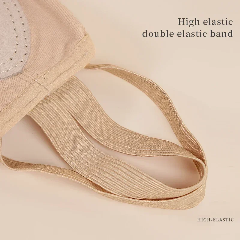 Damen-Bauchschuhe, halbe Sohle, Ballettschuhe, elastisches Band, Tanzschuhe, rhythmische Gymnastik, leichte, bequeme Schuhe