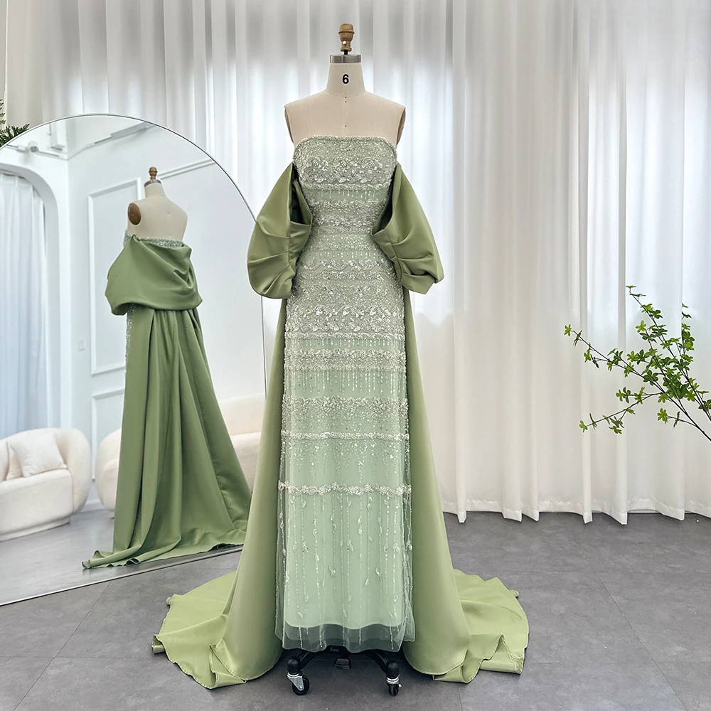 Sharon Said Роскошные вечерние платья Dubai Sage Green с накидкой Blue Sky Lilac Элегантные женские свадебные платья SS238 по индивидуальному заказу