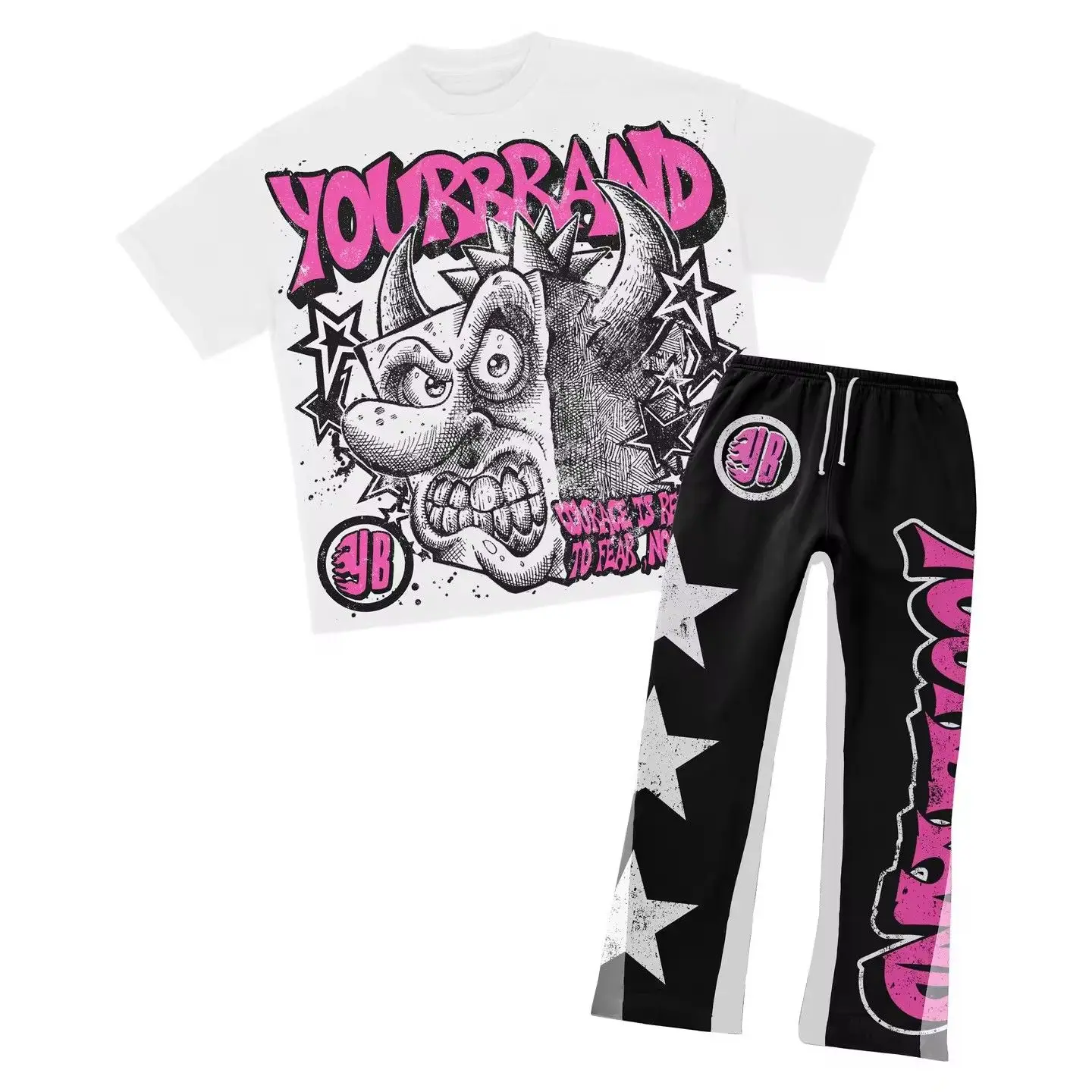 Roupas de verão masculinas conjunto de casal ternos de moda padrões personalizados estampas roupas estilo americano rua graffiti camisetas