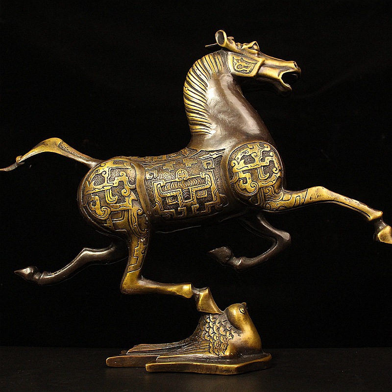 純粋な銅の馬の楕円形のツバメの装飾、アンティークの工芸品、ホームオフィス、開口部の贈り物、親友