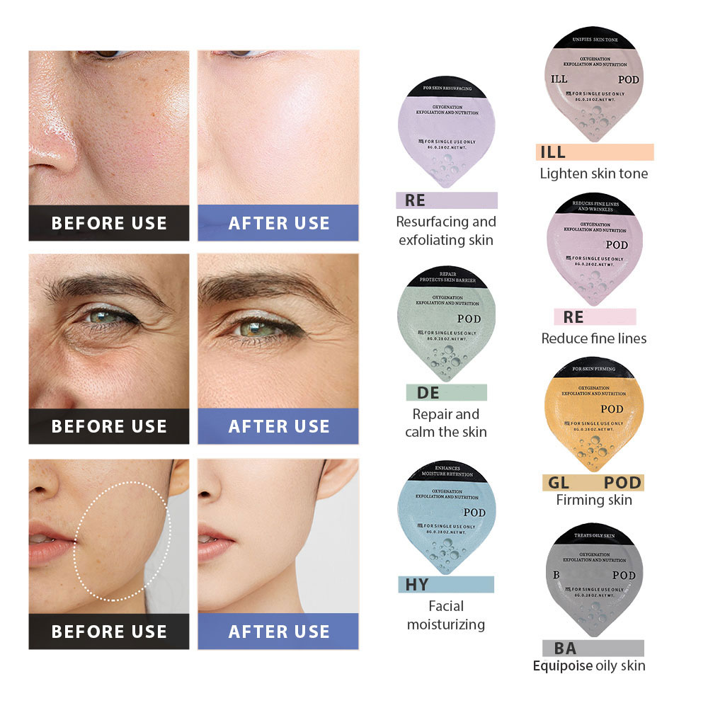 Facial SPA CO2 Bubble Oxygen Beauty Machine CO2 Pods Serum Gel Skin Care Hydration CO2 Oxygen Pods Exfoliator Kits