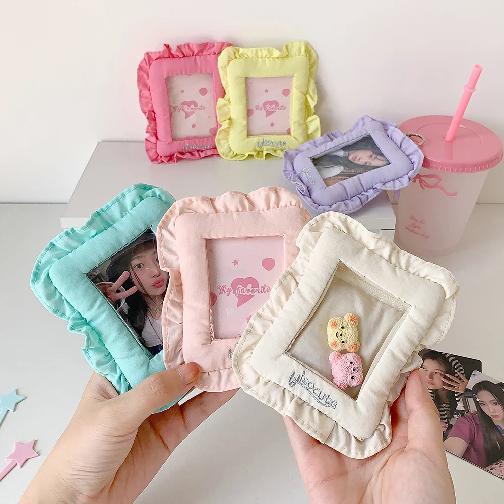 Ins Style Korea Sweet Girl Fotokartenetui für 7,6 cm große Fotokarten, weicher, kissenförmiger Fotokartenhalter, K-Pop Idol Goo-Kartenhalter