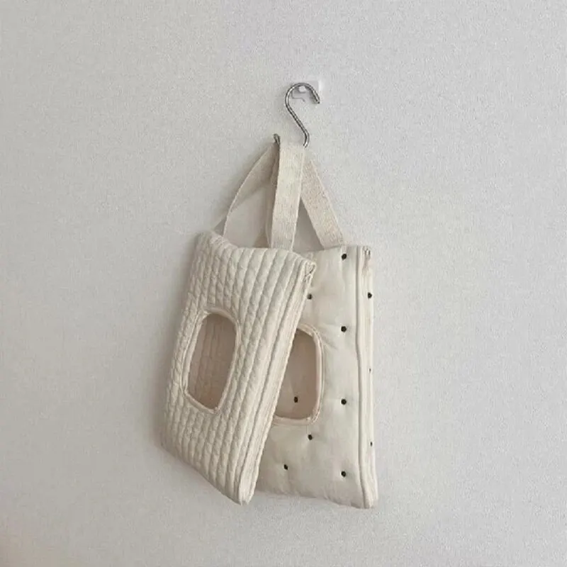 Carrinho de bebê pendurado saco dos desenhos animados do bebê viagem portátil molhado papel toalha armazenamento bolsa bonito ponto listrado simples saco com zíper