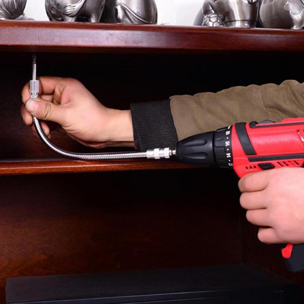 柔軟な金属シャフトビットホルダー、ドライバーラチェット、ドライバーエクステンションロッド、多用途電気ドリル、1/4六角、150-400mm