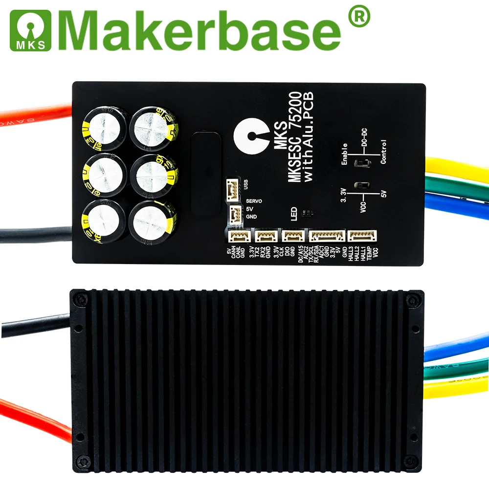 Makerbase VESC 75200 V2 84V 200A de alta corriente con PCB de aluminio basado en VESC para Robot de lucha de lámina electrónica tabla de surf Robot AGV