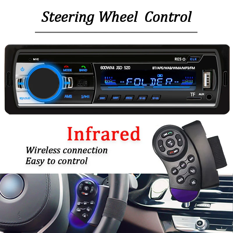 Hippcron 1 Din autoradio stereo mp3-speler digitale Bluetooth FM-ontvanger autoradio met AUX / USB / TF-kaart in dashkit