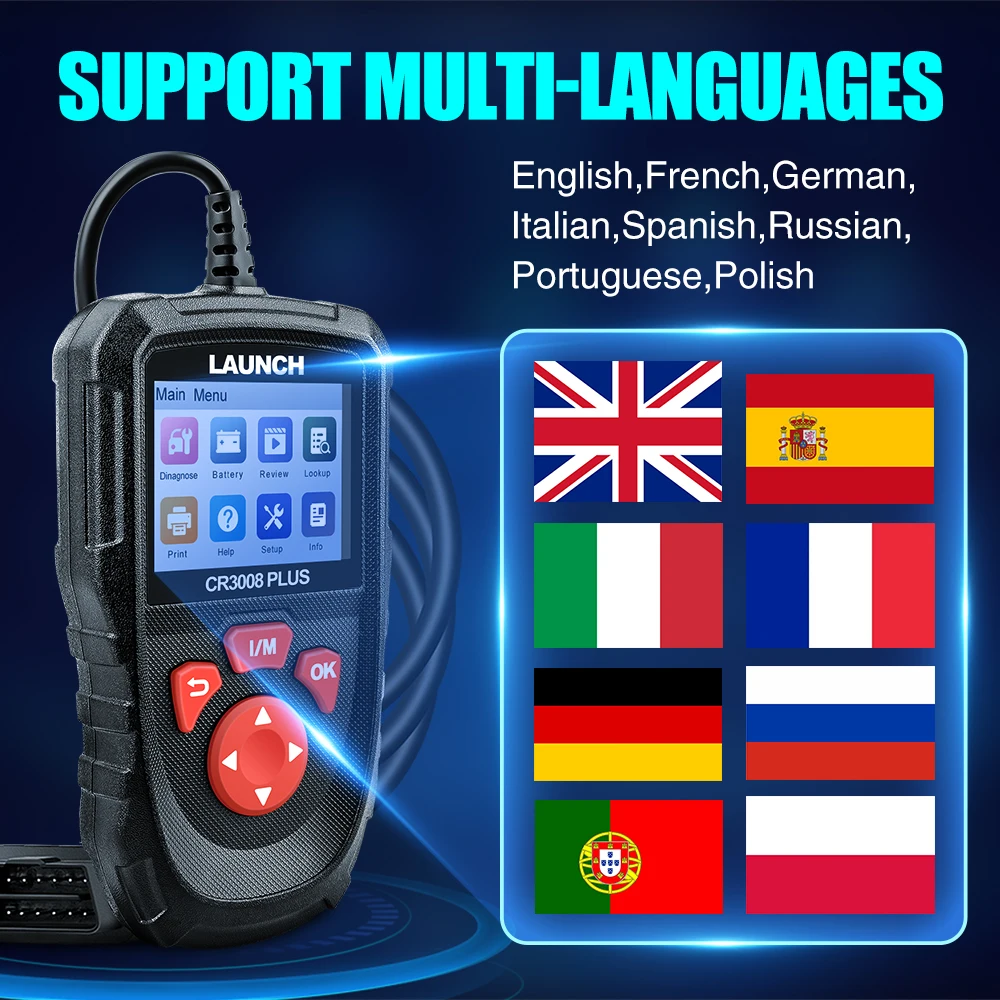 LAUNCH X431 CR3008 PLUS OBD2-Scanner, OBDII-Codeleser, Diagnosetool, DTC-Lookup, Überprüfung der Motorbatterie, lebenslanges kostenloses Update