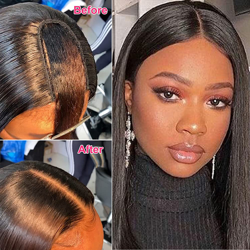 U Part Bob Wigs Human Hair Straight Short Bob Wig