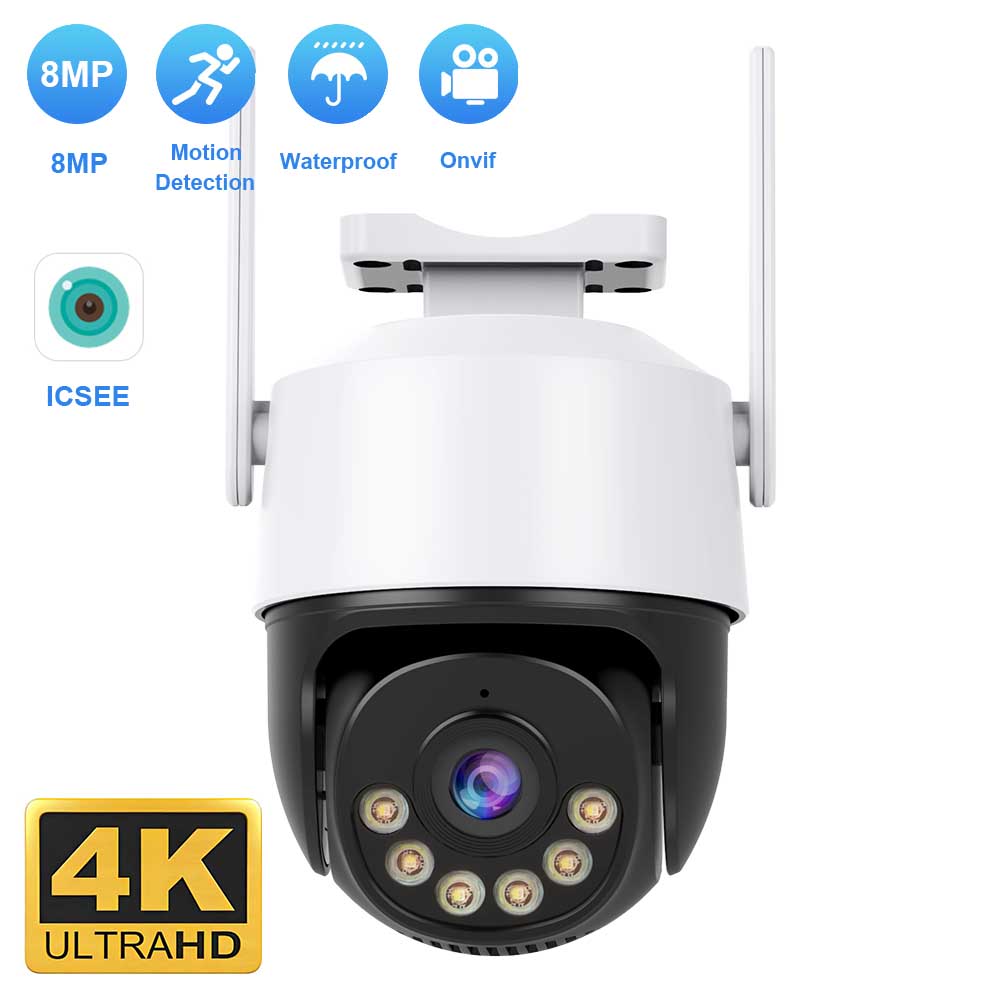 8mp 4k ip kamera 5mp geschwindigkeit kuppel auto tracking ptz kamera smart home outdoor drahtlose wifi kamera überwachungs monitor icsee