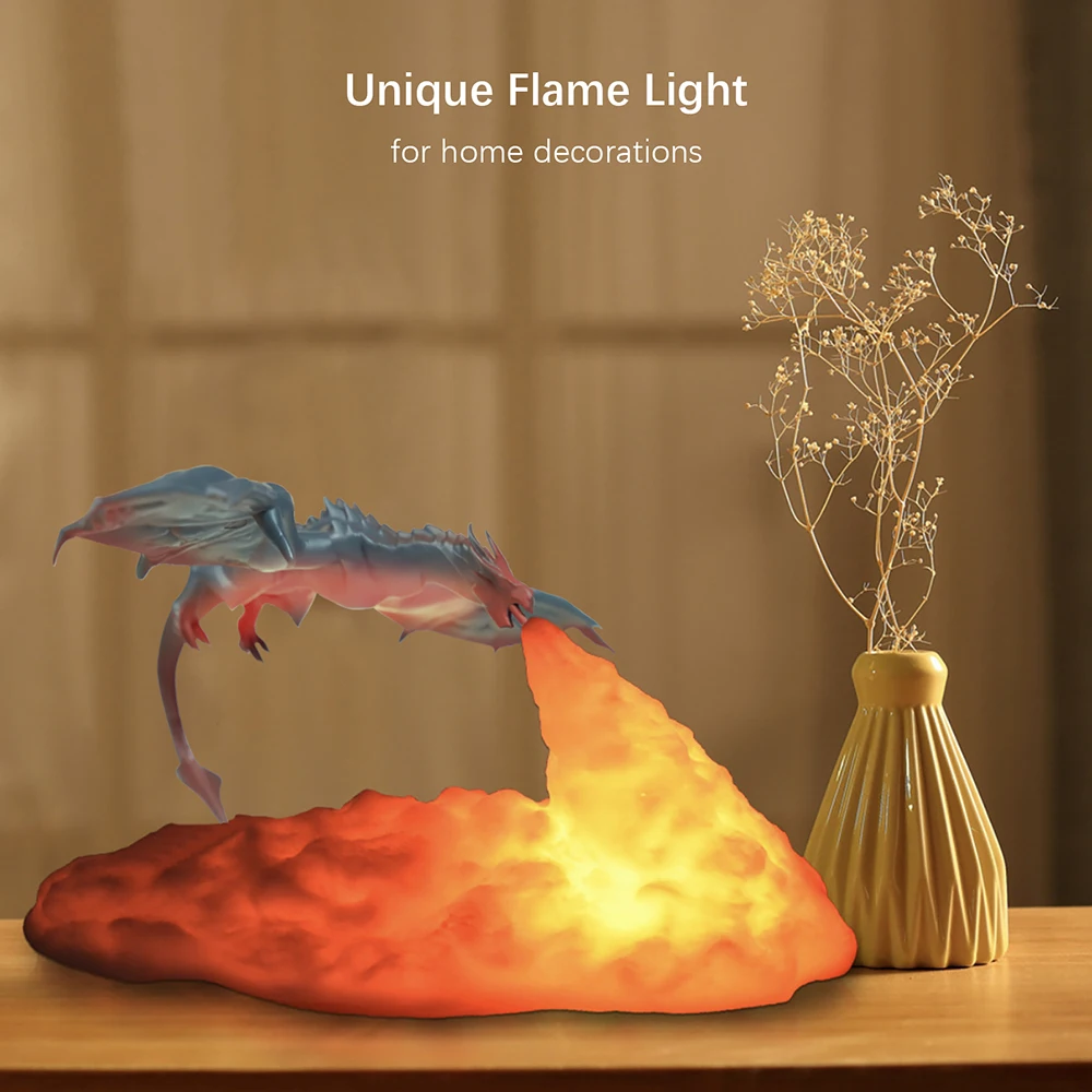 Luces de dragón de fuego impresas en 3D, lámpara LED de escritorio recargable por USB para deportes electrónicos, regalos para niños, asesinato, juego misterioso, decoración para juegos de acampada