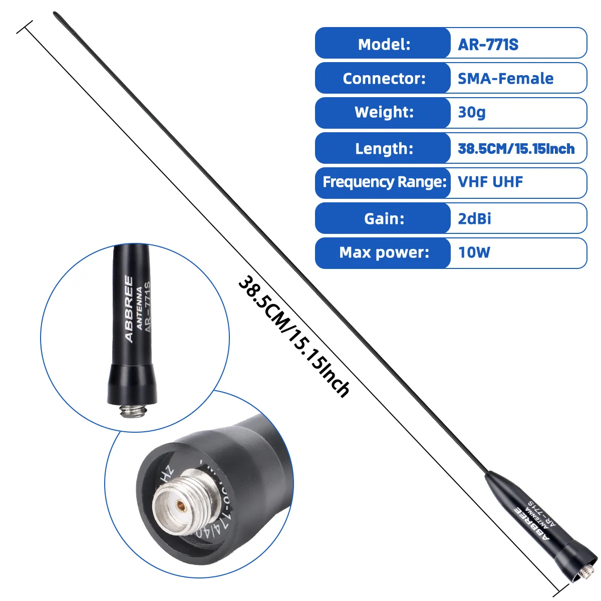 ABBREE AR-771S Aviation+Titanium SMA-Buchse Material Dual Band Antenne für Quansheng UV-K6 TK11 Baofeng UV-5R UV-32 UV-21 PRO V2