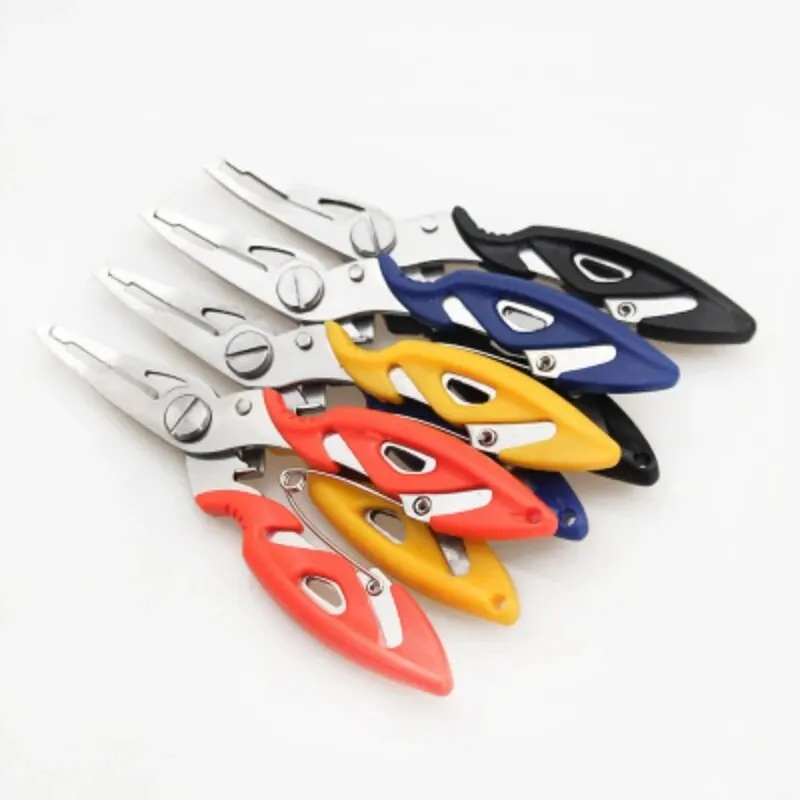 Pinza da pesca in acciaio inossidabile di piccole dimensioni, forbici per rimozione ami d'acqua dolce e salata, attrezzatura da pesca in metallo