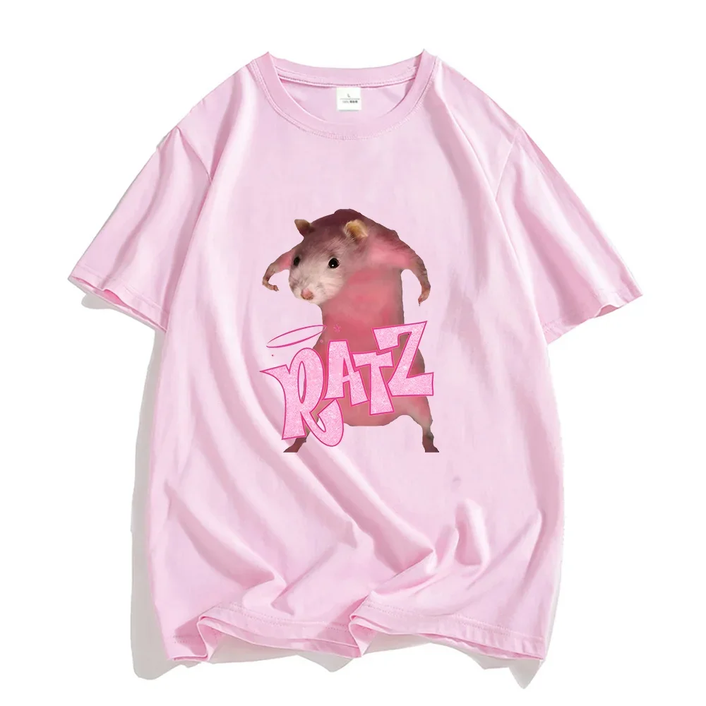 Ratz เสื้อยืดแขนลำลองขาสั้นพิมพ์ลายการ์ตูนหนูเสื้อยืดลำลองคอกลมน่ารักสำหรับผู้ชายเสื้อนุ่มๆสำหรับฤดูร้อน