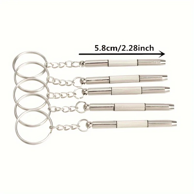 Cacciavite per occhiali in acciaio Cacciavite per occhiali Kit di riparazione per orologi con portachiavi Utensili manuali portatili Strumenti per cacciaviti di precisione