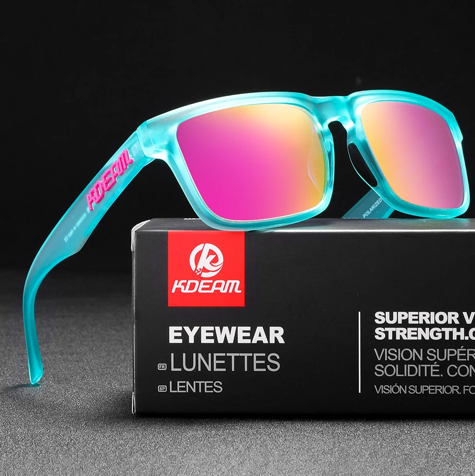2025 Kdeam gafas de sol polarizadas para hombres y mujeres moda Unisex marca de moda gafas al aire libre para pareja espejo lente roja
