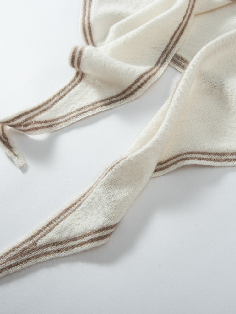 Bufanda triangular de Cachemira para mujer, chal pequeño, calentador de cuello, apliques de rayas, capó multiusos de primavera, Pashmina, accesorios de punto suave