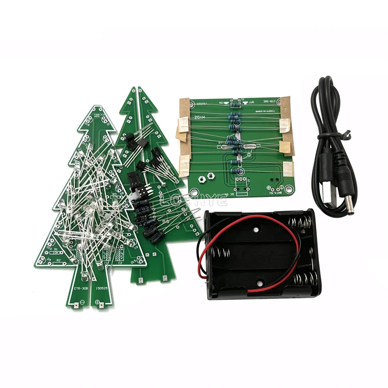 DIY Christmas Tree LED Flash Electronic Kit Soldering Assembly 3 Color / 7 Color Electronic Fun Welding