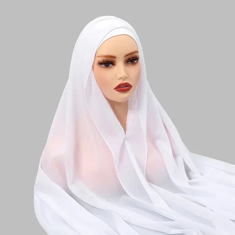 Mais novo hijab instantâneo de chiffon com fivela magnética cor sólida mulher muçulmano hijab cachecol turbante islâmico moda bandana xales