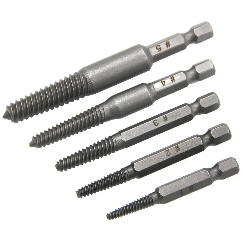 5PC Hexagonal Handle Broken Head Screw Extractor Power Tool Accessory Hexagonal Broken Thread Extractor Thread Set