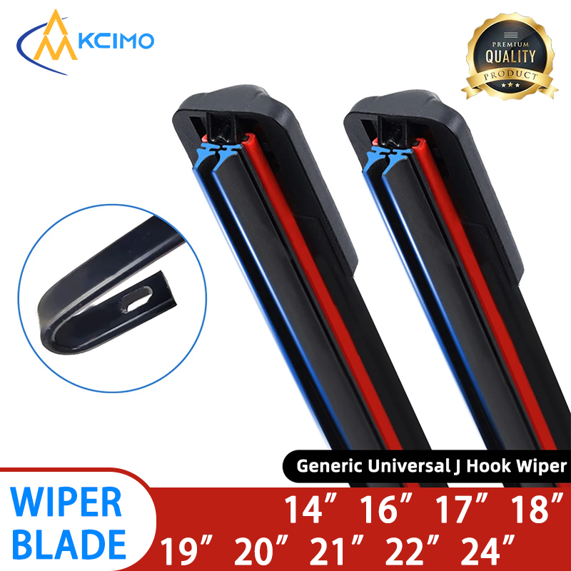 1 unidad de gancho Universal J/U para automóvil, doble tira de goma, limpiaparabrisas sin hueso para coche, 14 "16" 17 "18 "19" 20 "21" 22 "24"