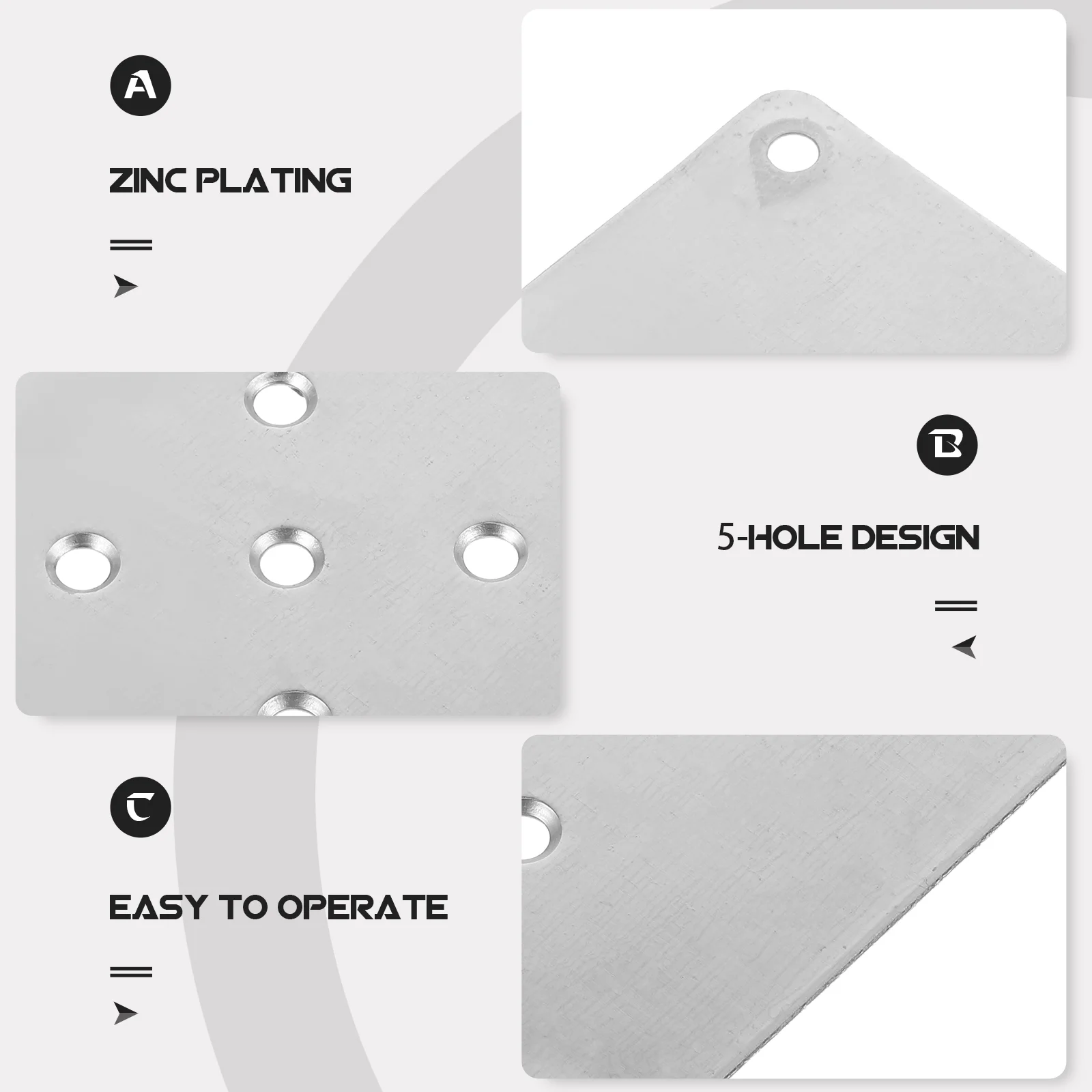 8 Pcs Furniture Fixing Plates For Leg Brackets Durable Zinc Plating Stable Connection Suitable Furniture Parts Mounting Plates