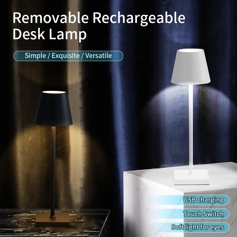 Hotel Schnurlose LED Wiederaufladbare Touch Tischlampe 3 Farben Nachttisch Kreative Umgebungslichter Led Schreibtischlampe Bar Outdoor Dekor Licht