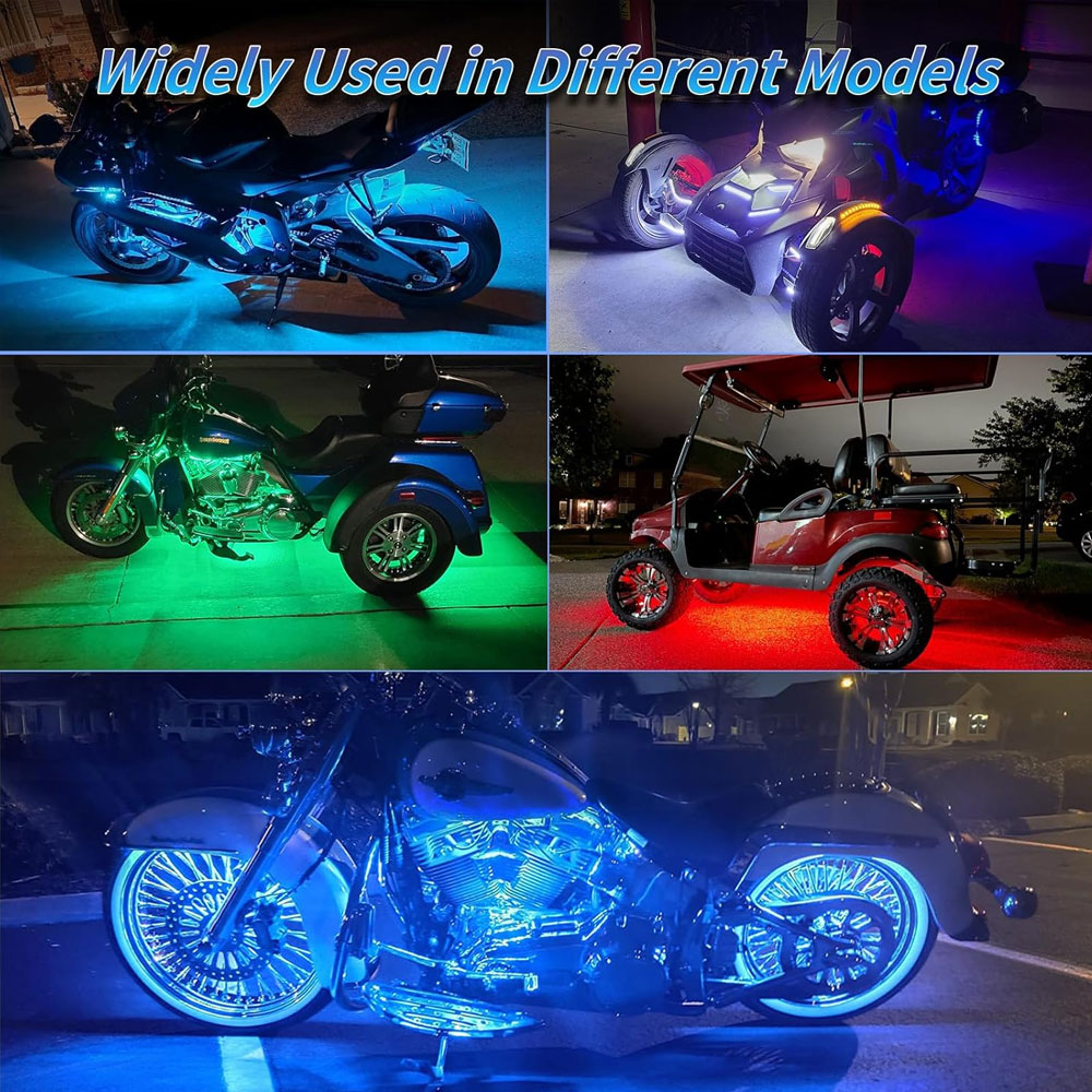 12v motocicleta led luz multi-cor atmosfera luz controle de som lâmpada de néon decorativa para harley yamaha honda kawasaki suzuki