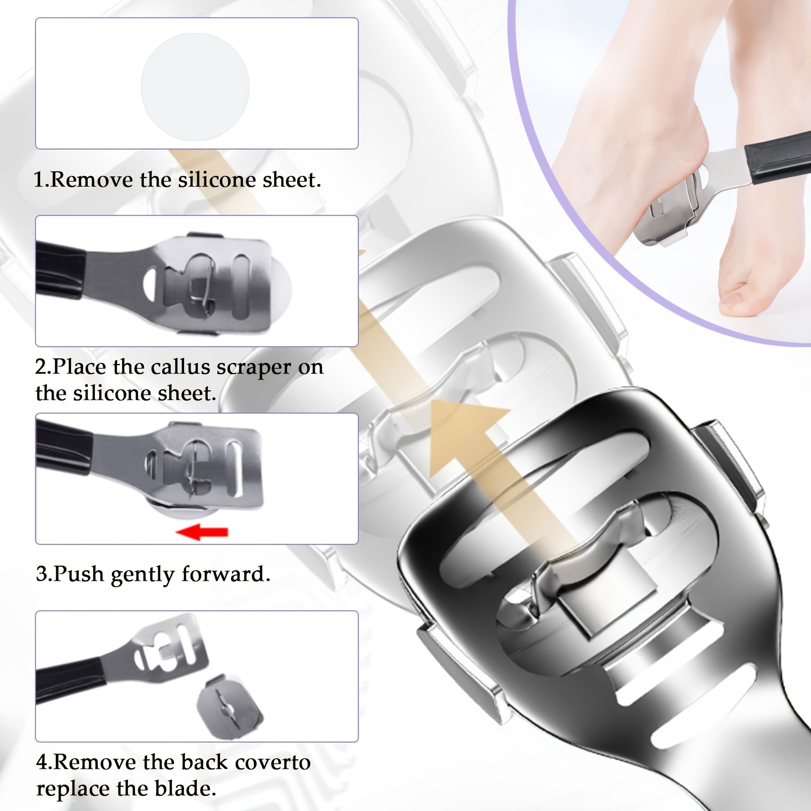 Kit de pedicure profissional 8 em 1: obtenha pés macios e lisos com ferramentas para cuidados com os pés em aço inoxidável!