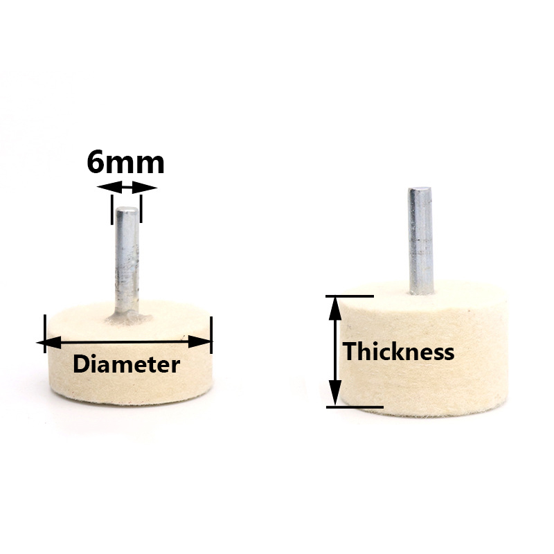 6mm Shank Pad Wool Felt Polishing Buffing Wheel Grinding 20mm 25mm 30mm 35mm 40mm for Drill Rotary Tools