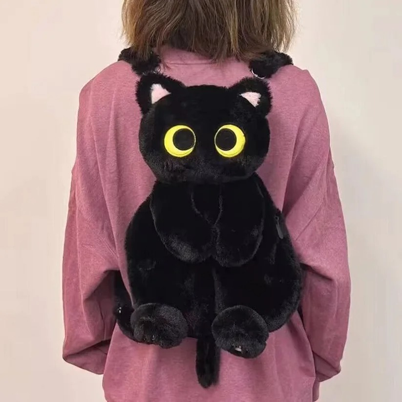40cm kawaii olhos grandes gato brinquedo de pelúcia mochila bonito grande capacidade animais de pelúcia sacos meninos meninas feminino brinquedo macio mochila presentes