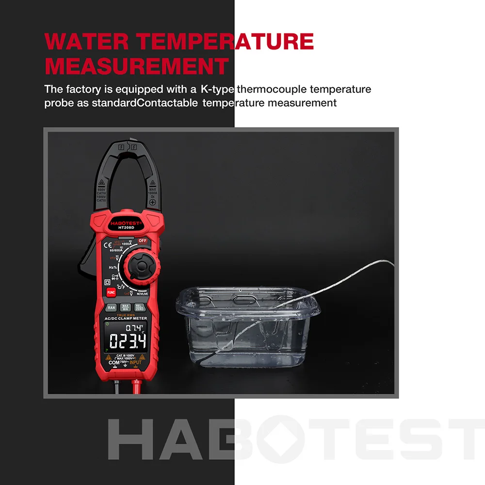HT208A/D AC/DC Digital Clamp Meter มัลติมิเตอร์ Pinza Amperimetrica True RMS ความแม่นยําสูง Capacitance NCV Ohm Hz เครื่องทดสอบ