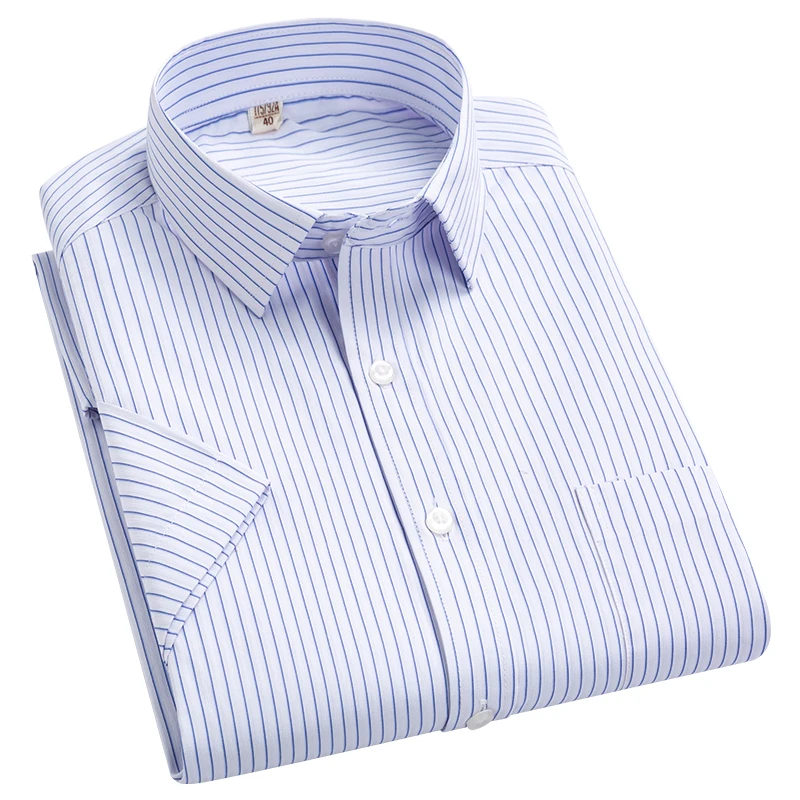 2022 Cộng Với Kích Thước 8xL 7XL 6XL Của Nam Giới Kinh Doanh Ngắn Tay Áo Fomal Áo Sơ Mi Người Đàn Ông Sọc Mùa Hè Làm Việc Ăn Mặc Áo Sơ Mi Mềm Mại trắng
