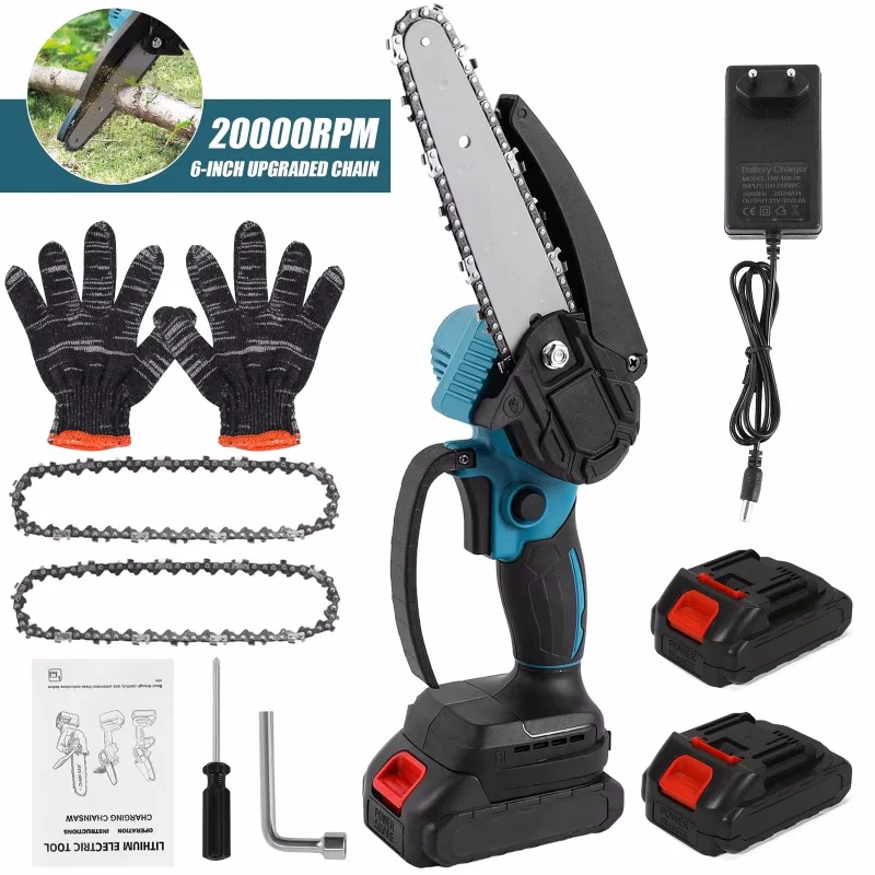 Motosierra eléctrica de 6 pulgadas, motosierra portátil de mano, cortador de madera para árboles, herramienta eléctrica de poda para jardín, Compatible con batería Makita