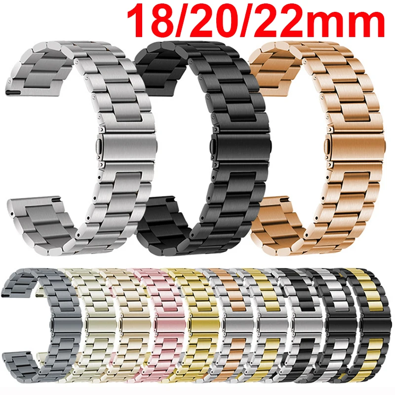 Pulseira de relógio de 18mm 22mm 20mm para samsung galaxy watch 7/6/5/4/3 40mm 44mm s3 active2 huawei watch gt4 gt3 gt2e pulseira de aço inoxidável