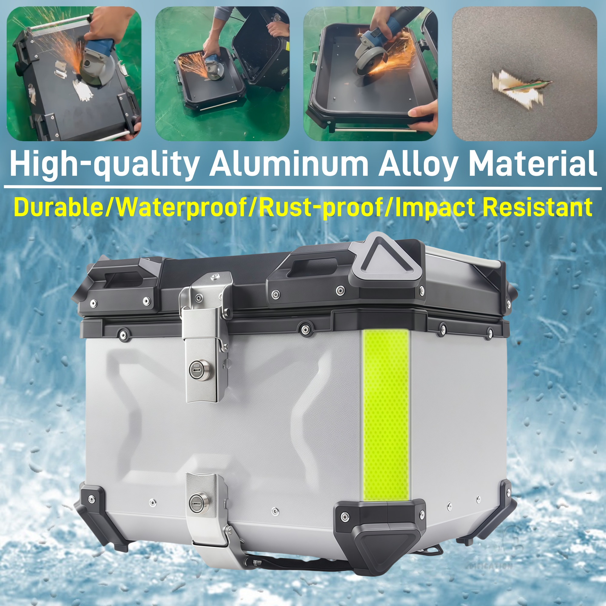 65/55/45L Aluminium Silbrig Motorrad Top Box Wasserdichte Hinten Gepäck Fall Motorrad Stamm Schwanz Helm Box Quick Release Toolbox