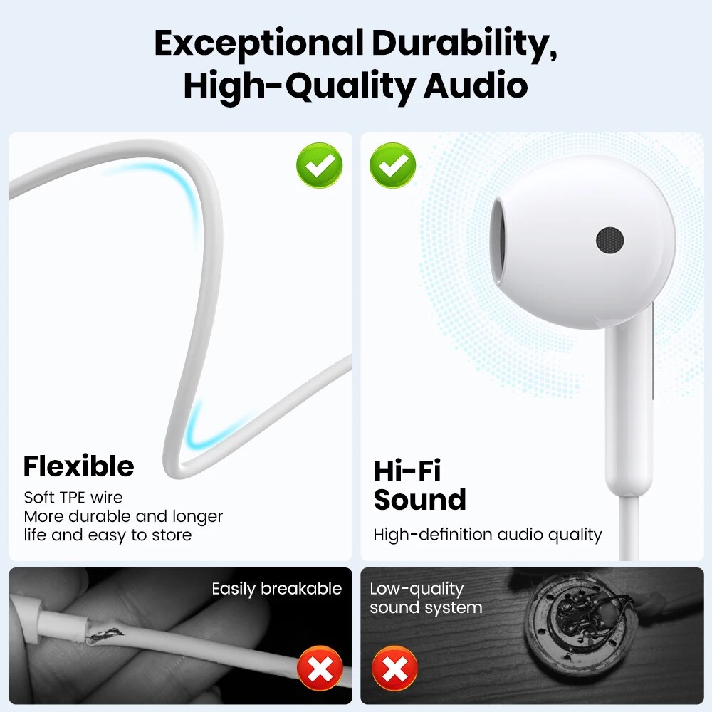 Topk Kopfhörer In-Ear Lautstärke regler mit Mikrofon 3,5mm Buchse Universal für iPhone Android