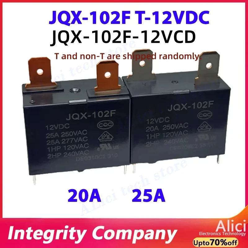 JQX-102F T-12VDC 20A air conditioning water heater relay HF102F JT102F
