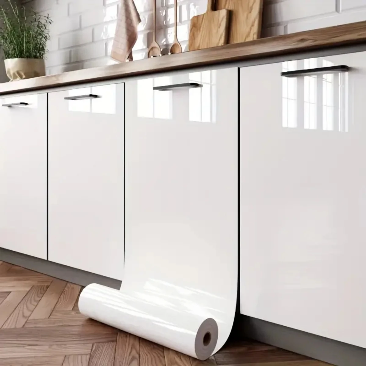 Folia perłowa PVC wodoodporna tapeta pokój DIY samoprzylepna czarno-biała szafa kuchnia pasta o wysokim połysku naklejki ścienne na meble