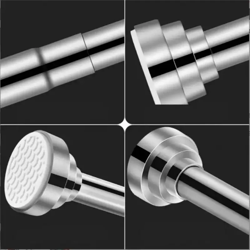 Extensível telescópica cortina haste ferroviário guarda-roupa armário roupas toalha pendurado pólo banheiro chuveiro cabide barra de toalha