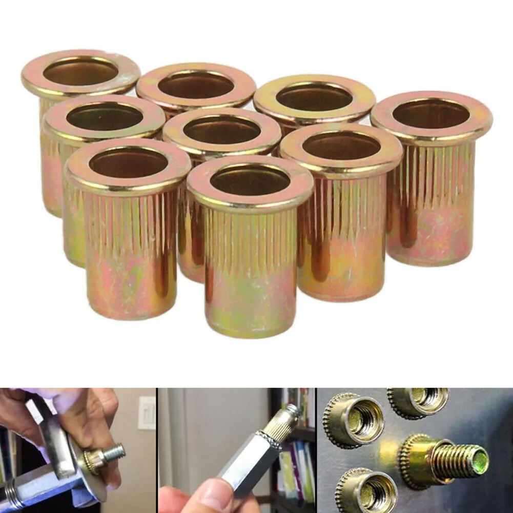 50 X Nakrętki M6 Nakrętki nitonakrętki kołnierzowe Nakrętki nitonakrętki ze stali ocynkowanej Nakrętka z płaskim łbem Zestaw nakrętek z gwintowaną wkładką