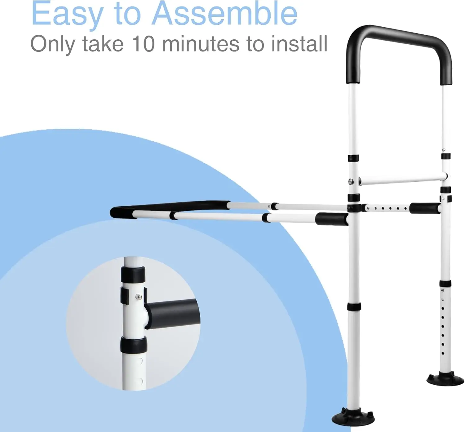 Bed Assist Rails Adjustable, Safety Bed Handle with Leg, Fall Prevention Hand Guard Grab Bar Bed Cane, Bed Rails for El