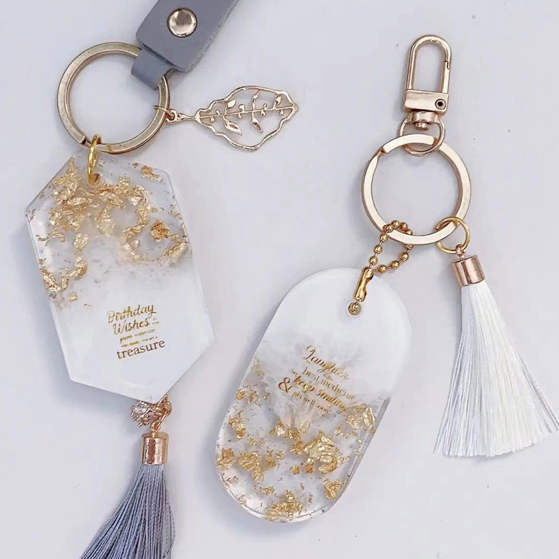 1/6/10 Uds llavero colgante molde de silicona conjunto DIY colgante cristal Molde de resina Epoxy rectángulo redondo colgantes fabricación de joyas