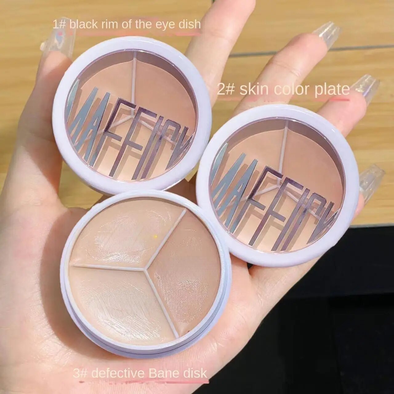 Die 3-Farben-Concealer-Palette deckt profession ell dunkle Ringe um Augen und Gesicht ab