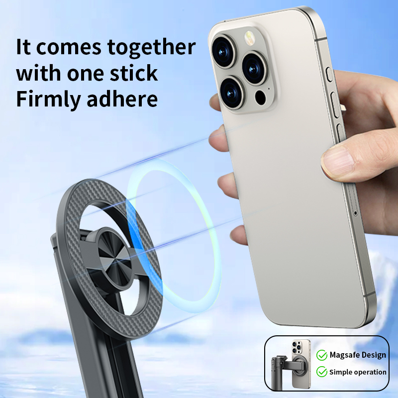 Magnetic Phone Holder 360° Rotation Pocket Selfie Stick With Bluetooth Remote Adjustable Desktop Stand for Live Streaming