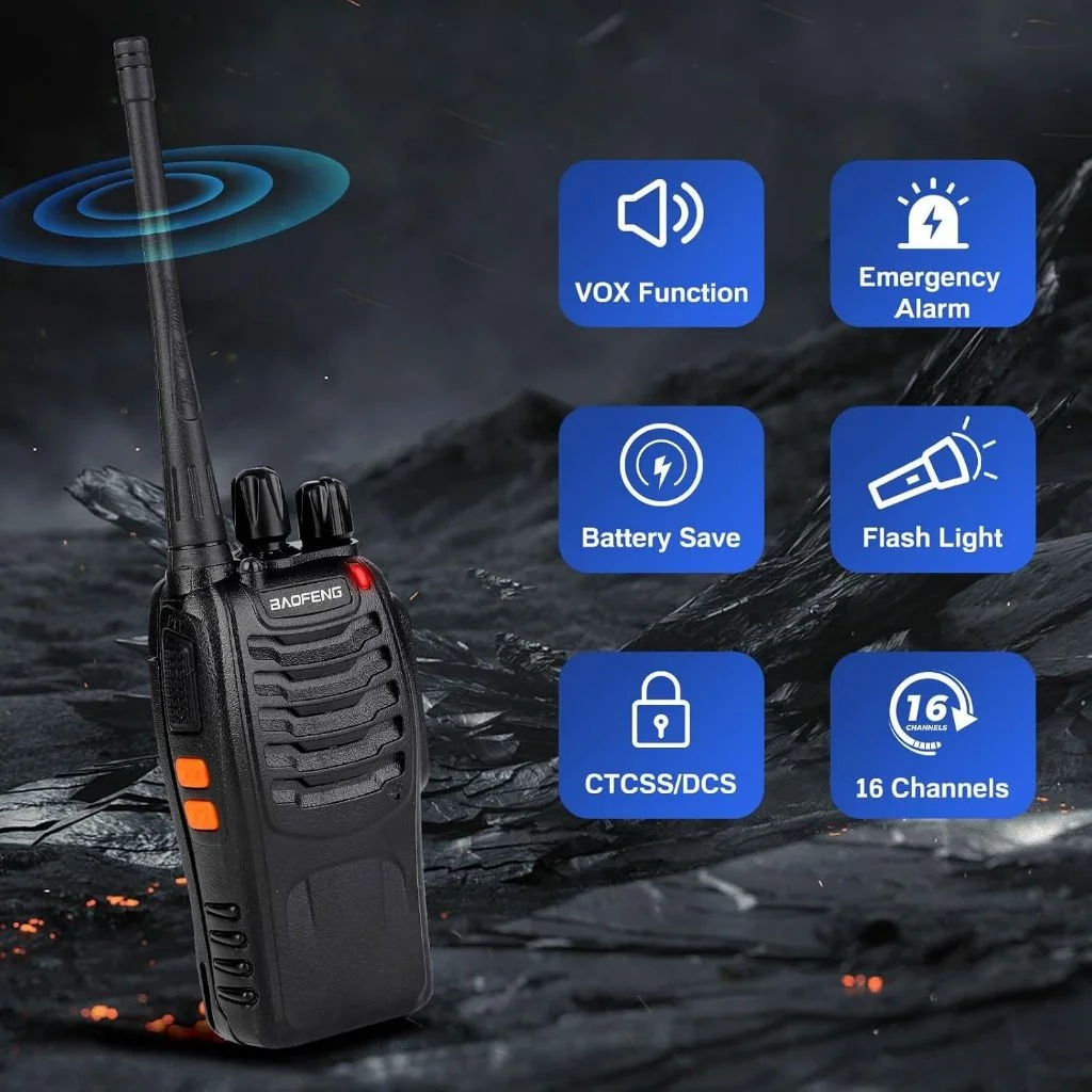 Kit 2 Rádio Comunicador Walk Talk Baofeng 777s com 16 Canais Alcance de 12Km