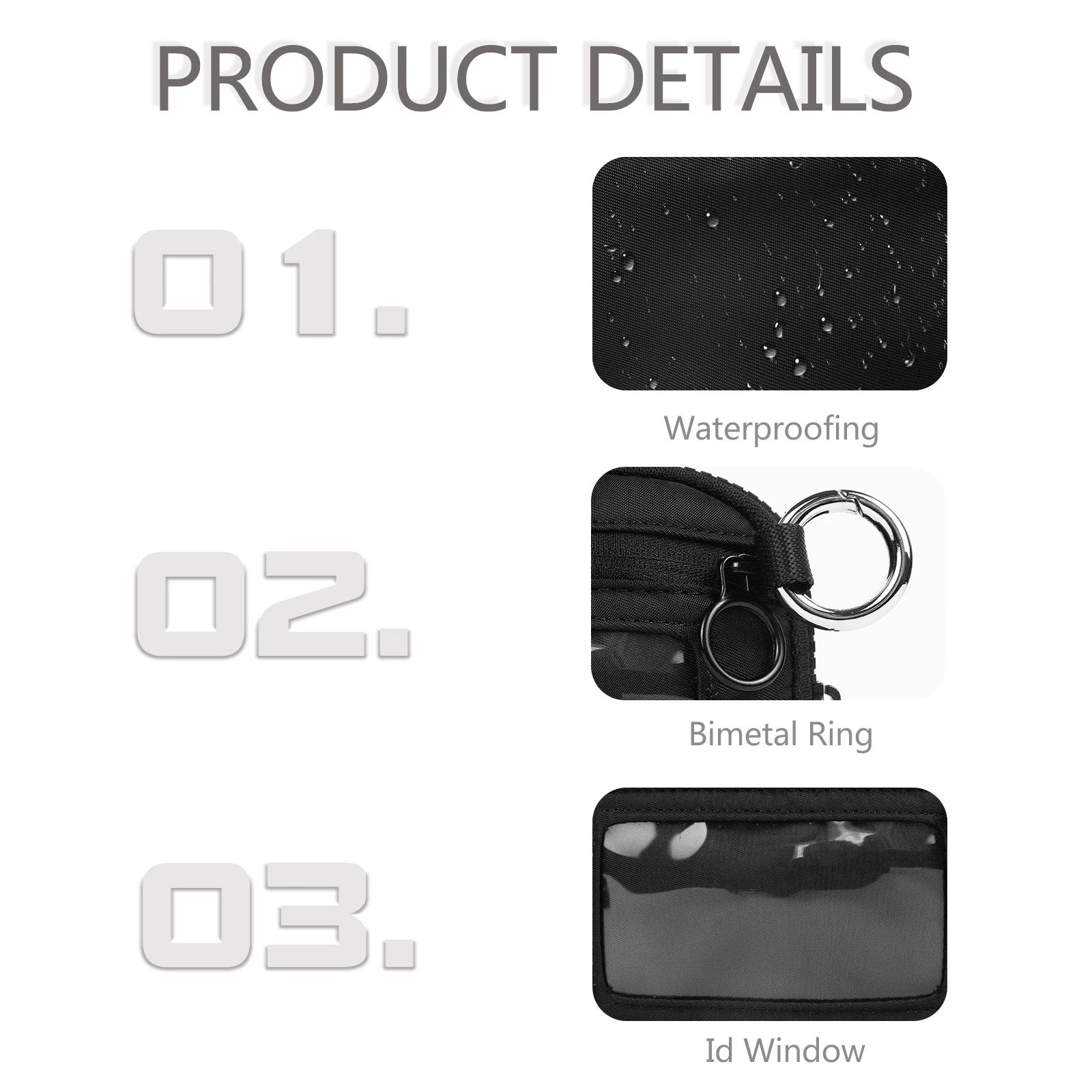 Women's Keychain Wallet The Iris Wallet Zip Waterproof Nylon Card Wallet Pouch Wristlet Zip Card Case with Clear ID Window